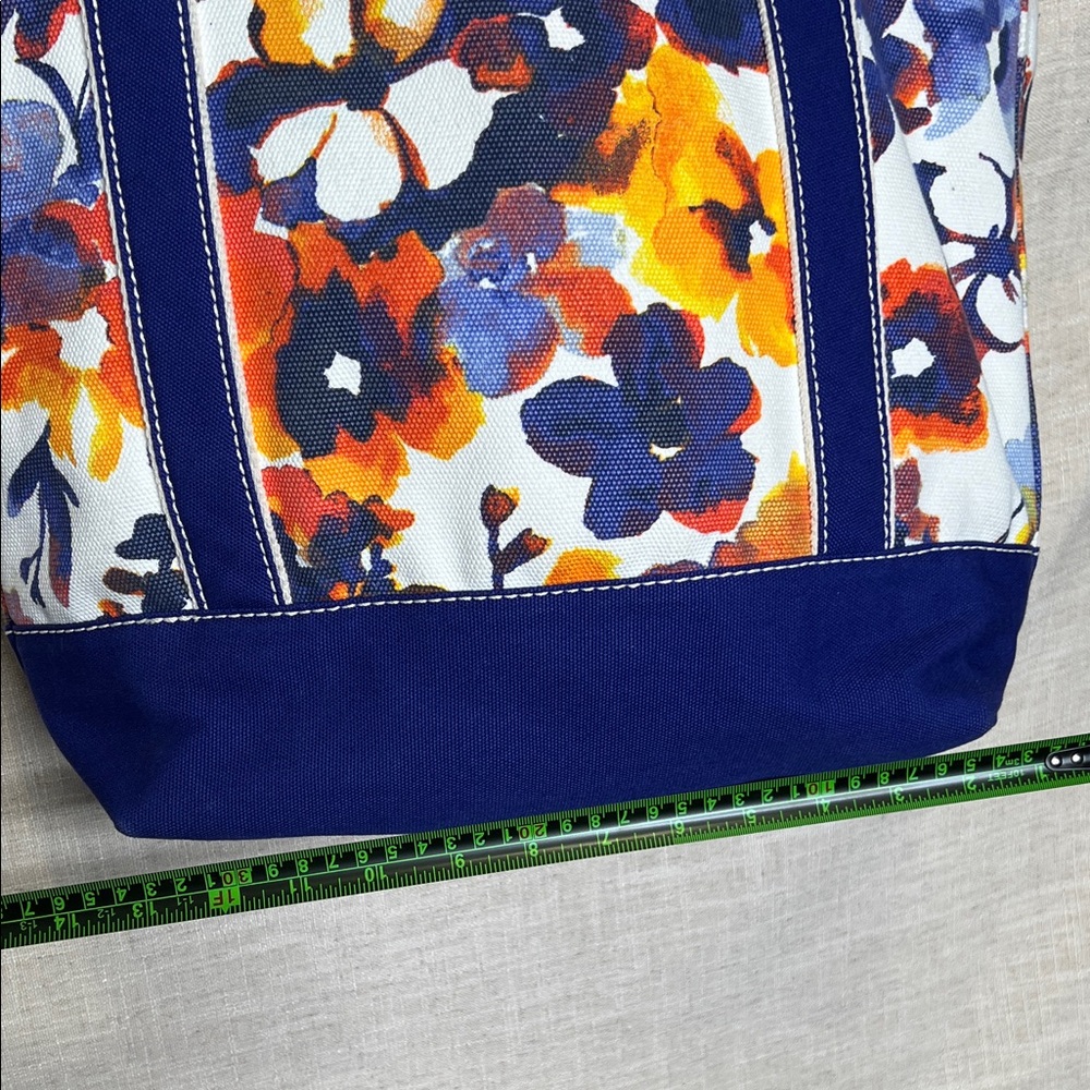 Lands End Floral Canvas Tote Bag with Navy Trim - Picture 7 of 9